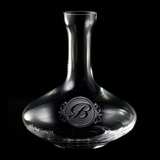 Elegant Script Monogrammed Wine Decanter (Front)