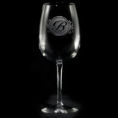 Elegant Script Monogrammed Wine Glass (Front)