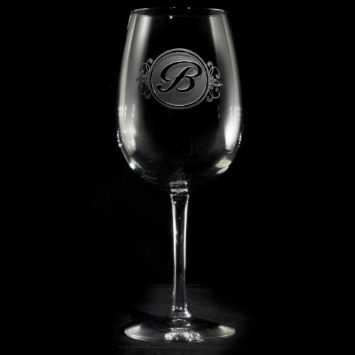 Elegant Script Monogrammed Wine Glass