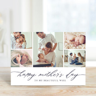 Elegant Script Mother's Day Photo Collage Card