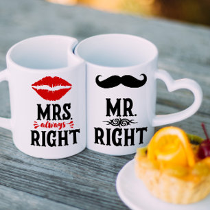 Elegant Script Mr and Mrs Mug Set for Couple