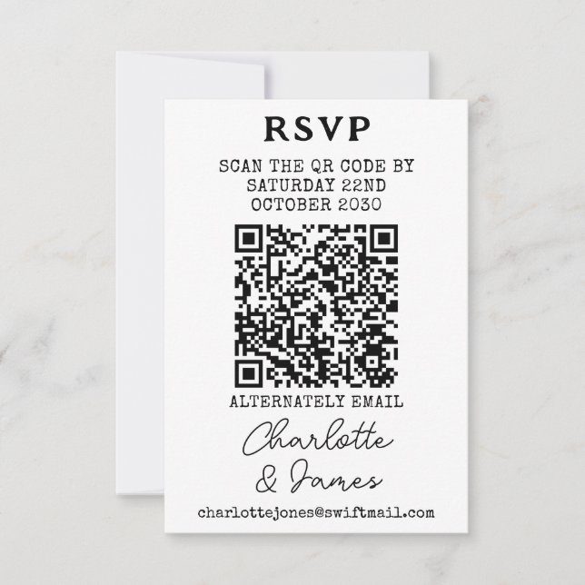 Elegant Script Mr And Mrs QR Code RSVP Card (Front)