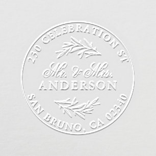Elegant Script Mr. & Mrs. Newlywed Return Address Embosser