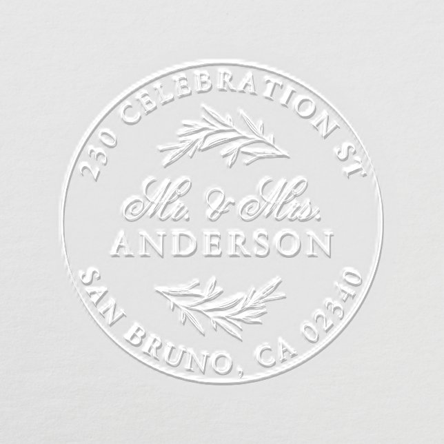 Elegant Script Mr. & Mrs. Newlywed Return Address Embosser (Design)