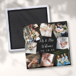 Elegant Script Mr Mrs Wedding Photo Collage Magnet<br><div class="desc">Personalize with your favorite wedding photos,  name and special date to create a unique photo collage,  memory and gift. A lovely keepsake to treasure! Designed by Thisisnotme©</div>