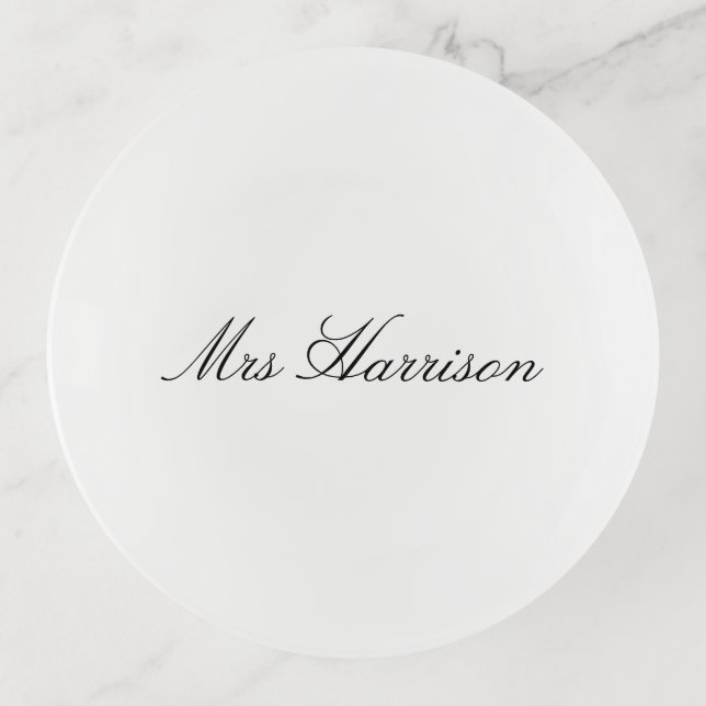 Elegant Script Mrs Ring Dish Personalized (Front)