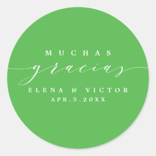ELEGANT SCRIPT MUCHAS GRACIAS   THANK YOU STICKER