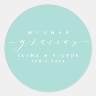 ELEGANT SCRIPT MUCHAS GRACIAS   THANK YOU STICKER