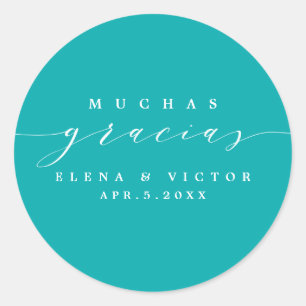 ELEGANT SCRIPT MUCHAS GRACIAS   THANK YOU STICKER