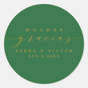 ELEGANT SCRIPT MUCHAS GRACIAS   THANK YOU STICKER