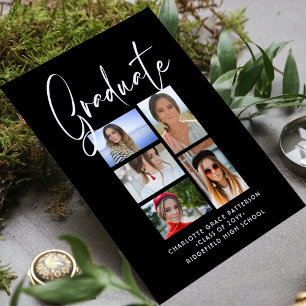 Elegant Script Multi Photo Graduation Announcement