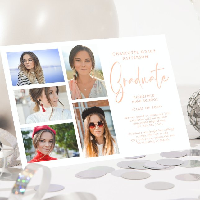 Elegant Script Multi Photo Graduation Announcement (Creator Uploaded)