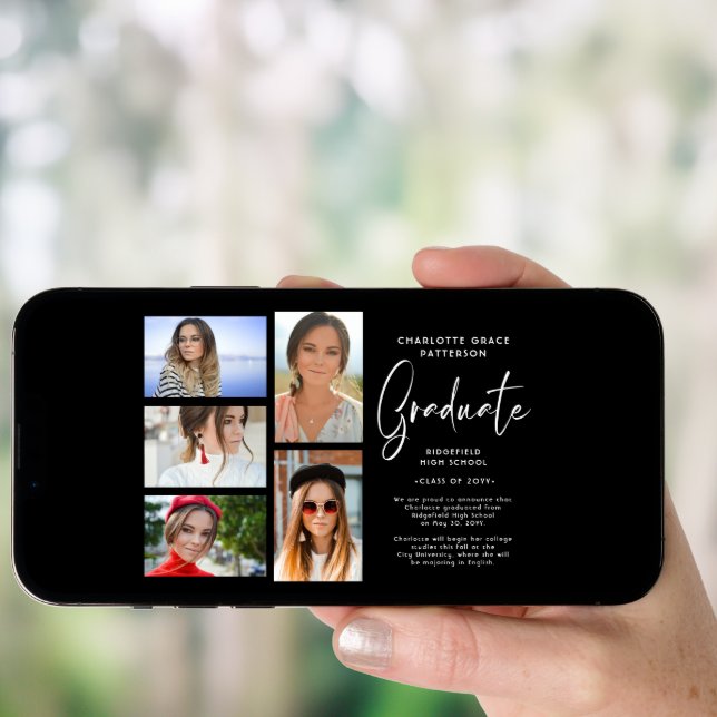 Elegant Script Multi Photo Graduation Announcement (Front Digital)