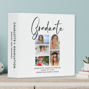 Elegant Script Multi Photo Graduation Graduate 3 Ring Binder