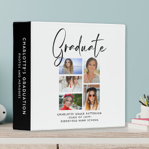 Elegant Script Multi Photo Graduation Graduate 3 Ring Binder