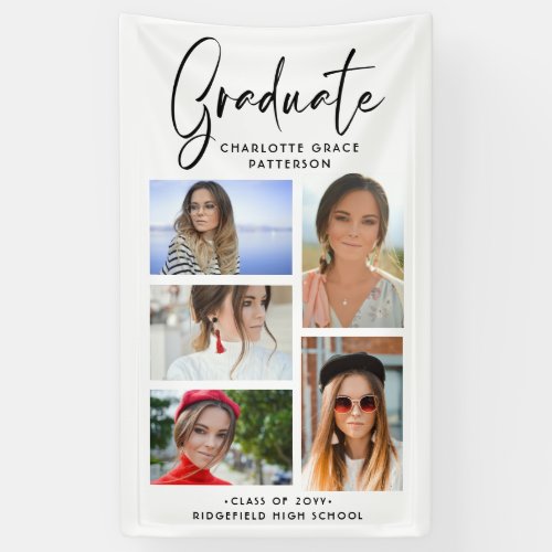 Elegant Script Multi Photo Graduation Graduate Banner