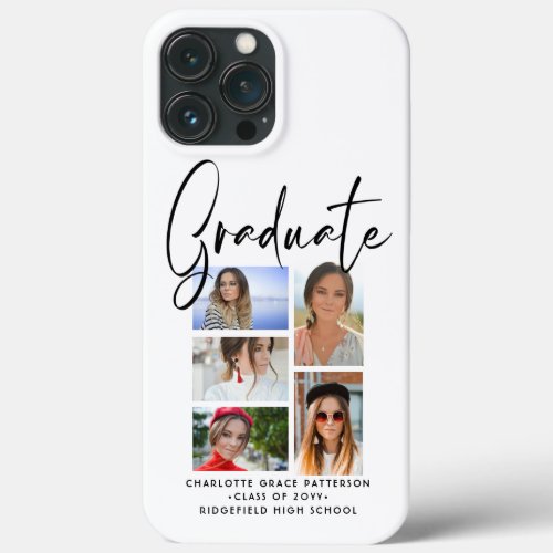 Elegant Script Multi Photo Graduation Graduate iPhone 13 Pro Max Case