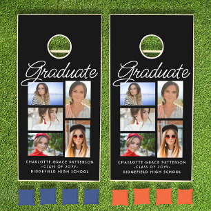 Elegant Script Multi Photo Graduation Graduate Cornhole Set