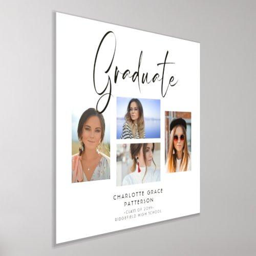 Elegant Script Multi Photo Graduation Graduate Foil Prints