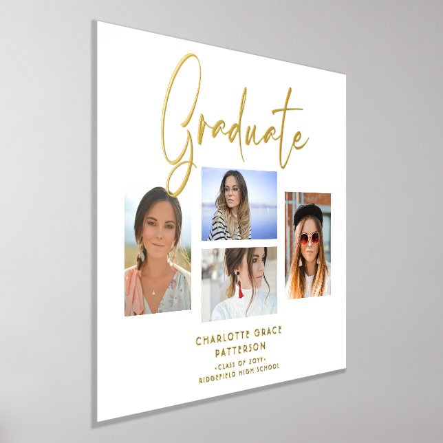 Elegant Script Multi Photo Graduation Graduate Foil Prints (Laydown)