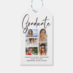 Elegant Script Multi Photo Graduation Graduate Gift Tags