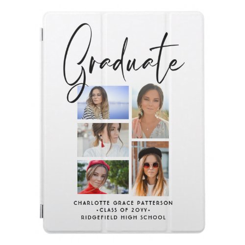 Elegant Script Multi Photo Graduation Graduate iPad Pro Cover
