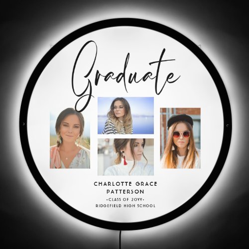 Elegant Script Multi Photo Graduation Graduate LED Sign