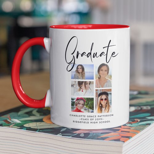 Elegant Script Multi Photo Graduation Graduate Mug