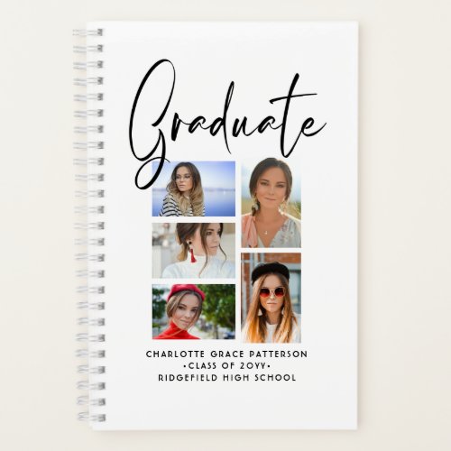 Elegant Script Multi Photo Graduation Graduate Notebook