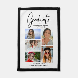 Elegant Script Multi Photo Graduation Graduate Pennant