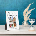 Elegant Script Multi Photo Graduation Graduate Plaque<br><div class="desc">Elegant Script Multi Photo Graduation Graduate Outdoor Plaques and Signs features five of your favorite photos of your college or high school graduate with the swirly modern black calligraphy script overlay "Graduate". Simple,  stylish and classy graduation party decor or graduation keepsake gift. Created by ©Evco Studio www.zazzle.com/store/evcostudio</div>
