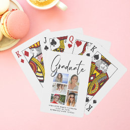 Elegant Script Multi Photo Graduation Graduate Playing Cards