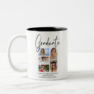 Elegant Script Multi Photo Graduation Graduate Two-Tone Coffee Mug