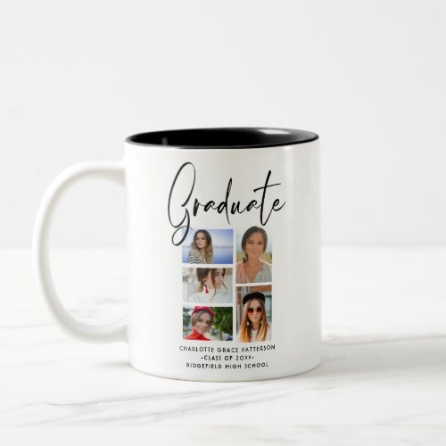 Elegant Script Multi Photo Graduation Graduate Two_Tone Coffee Mug