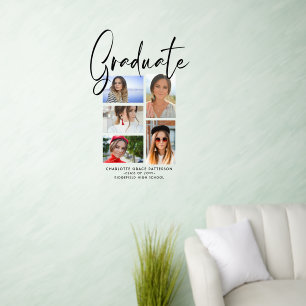 Elegant Script Multi Photo Graduation Graduate Wall Decal