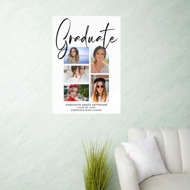 Elegant Script Multi Photo Graduation Graduate Wall Decal (Living Room)