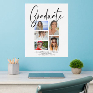 Elegant Script Multi Photo Graduation Graduate Wall Decal