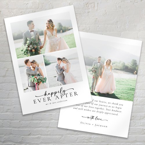 Elegant Script Multiple Photo Wedding Thank You Card
