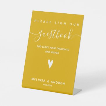 Elegant Script - Mustard Wedding Guestbook Signing