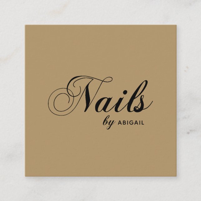 Elegant Script Nails By Name QR Code Minimalist Square Business Card (Front)