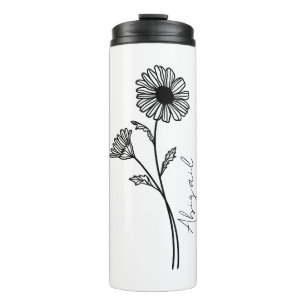 Elegant Script Name April Month Birth Flower Daisy Thermal Tumbler