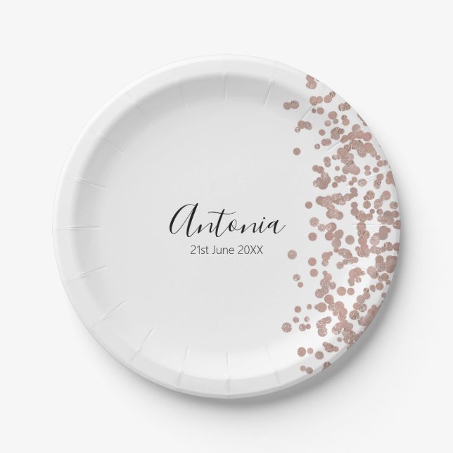 Elegant Script Name Birthday Paper Plates (Front)
