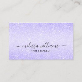 Elegant Script Name Chic Purple Glitter Business Card