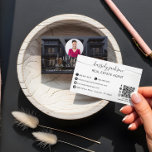 Elegant Script Name Circle Business Photo QR Code Business Card