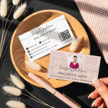 Elegant Script Name Circle Business Photo QR Code Business Card