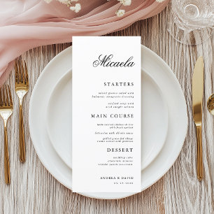 Elegant Script Name Custom Personalized Wedding Menu