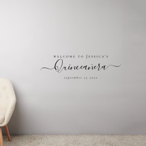 Elegant Script Name Date Welcome to Quinceanera Wall Decal