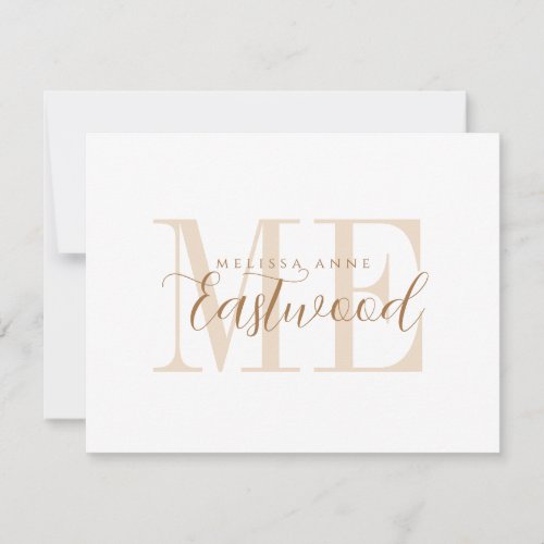 Elegant Script Name Gold Monogram Flat Note Card