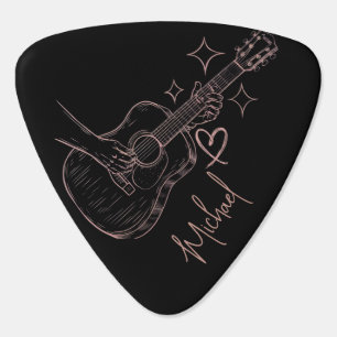 Elegant Script Name Guitar Rustic Wood Guitarist   Pick