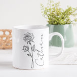 Elegant Script Name June Birth Month Flower Rose Coffee Mug<br><div class="desc">Elegant,  minimalist and modern black hand drawn rose,  June birth month flower with customizable name in elegant script,  personalized gift for any occasion,  including Birthdays,  gifts for bridesmaids,  best friends,  Christmas,  and more.</div>